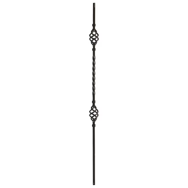 L.J. Smith Stair Systems 44-in x 0.5-in Black Wrought Iron Single Basket Stair Baluster