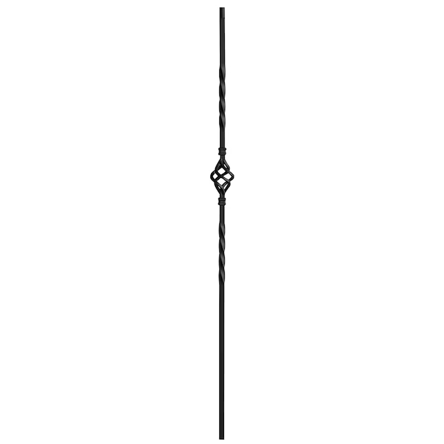 L.J. Smith Stair Systems 44-in x 0.5-in Black Wrought Iron Single Basket Stair Baluster