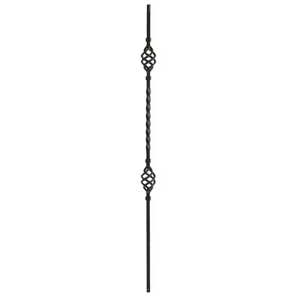 L.J. Smith Stair Systems 44-in x 0.5-in Black Wrought Iron Single Basket Stair Baluster