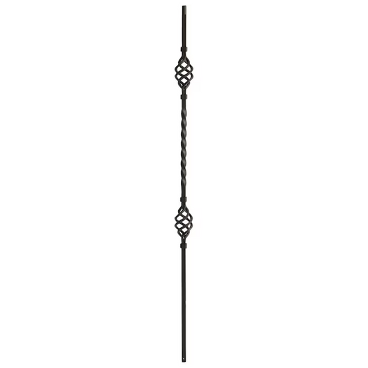 L.J. Smith Stair Systems 44-in x 0.5-in Black Wrought Iron Single Basket Stair Baluster
