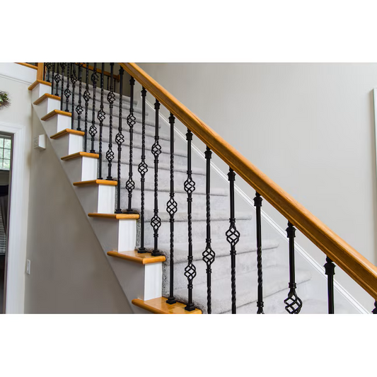 L.J. Smith Stair Systems 44-in x 0.5-in Black Wrought Iron Single Basket Stair Baluster